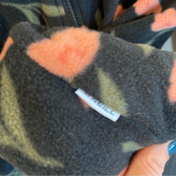 Oneill Hoodie Womens Medium Black Pink Floral Fleece Hooded Boho Beachy Pullover - Picture 5 of 7